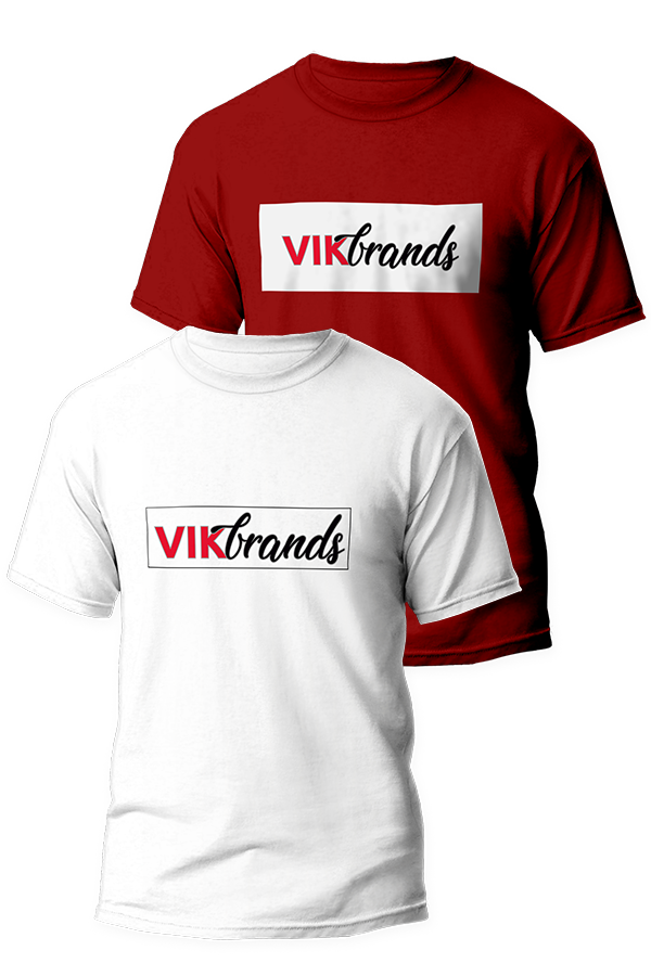 Camisetas blanca y roja personalizadas con el logotipo de Vikbrands