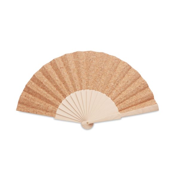 Abanico Madera y Tejido Corcho