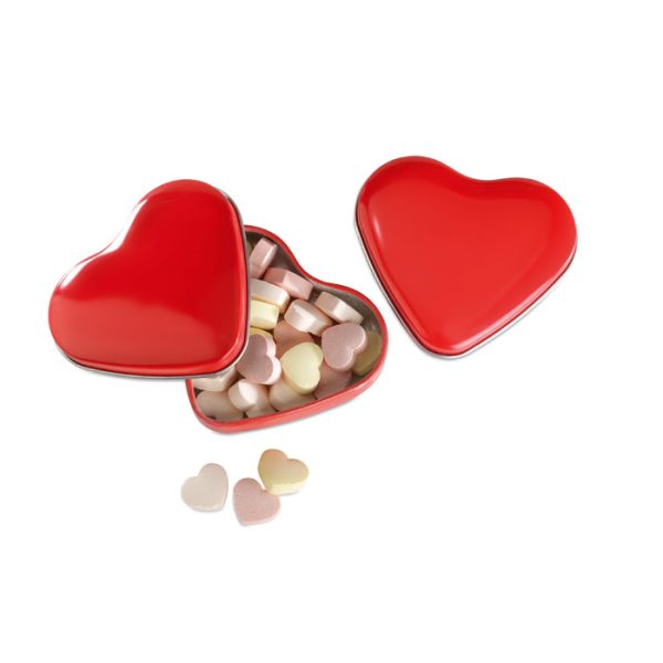 Caja Corazón con Caramelos en color Rojo