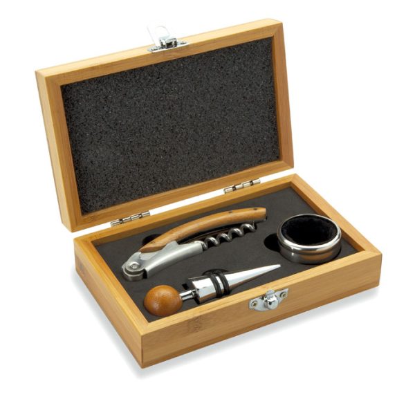 Set de Vino en Caja de Bambú