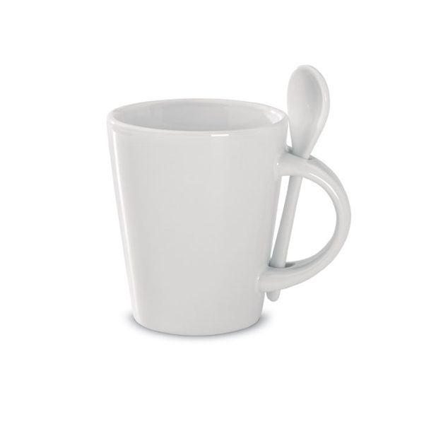 Taza con Cuchara de Cerámica.