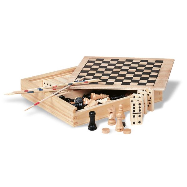 4 Juegos en Caja de Madera