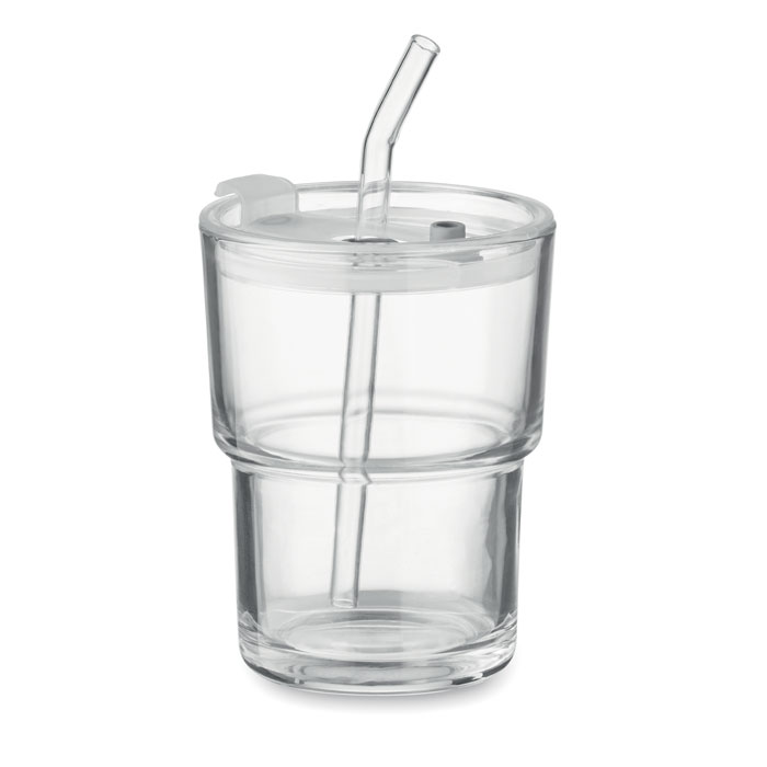 Vaso de cristal con pajita 400m